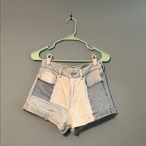 PacSun Light Blue and Cream Jean Shorts